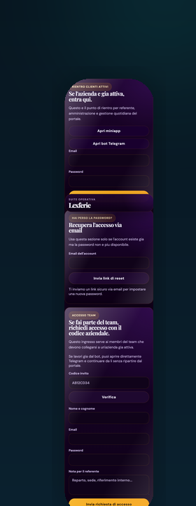 Schermata reale della miniapp Lexferie su mobile